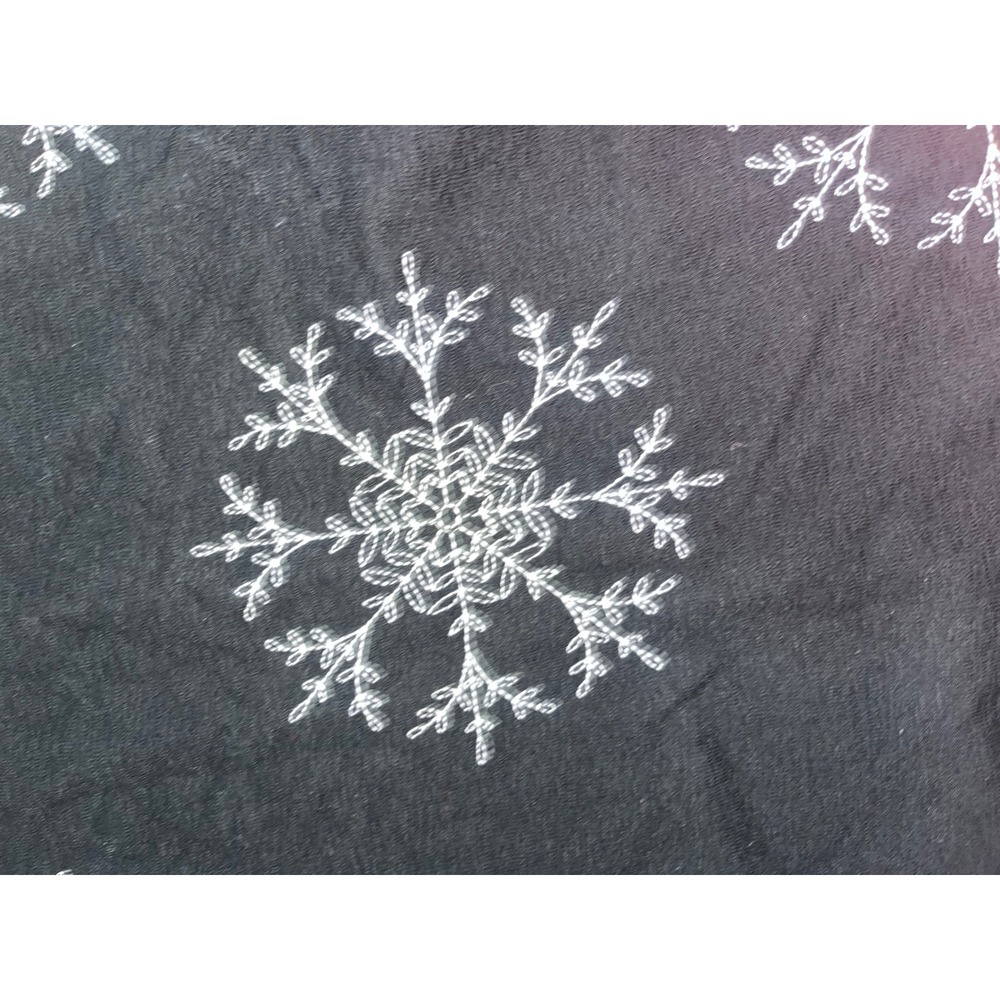 J. Jill Womens Black Snowflake Embroidered Long Sleeve Cotton Top Small Holiday - Picture 2 of 4